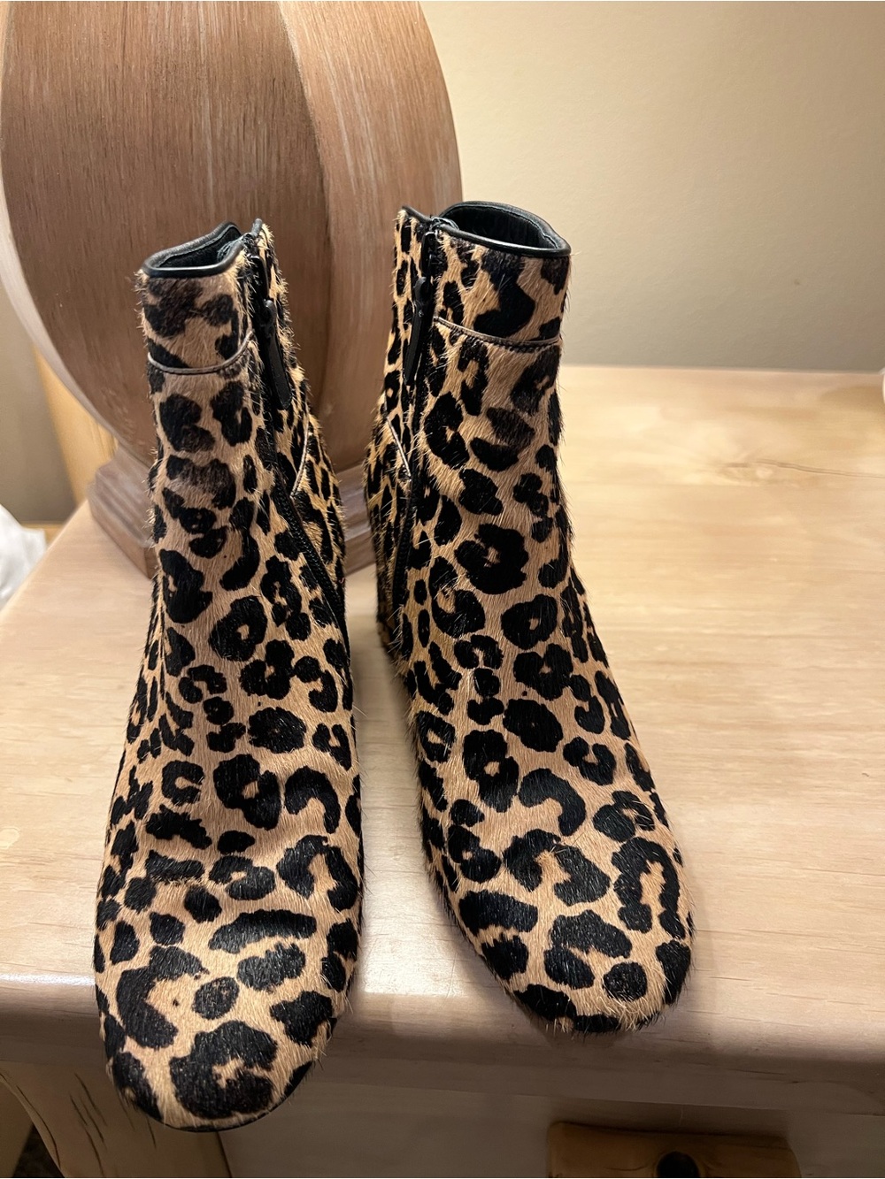 Cole Haan Leopard Print Ankle Boots - Tan and Black